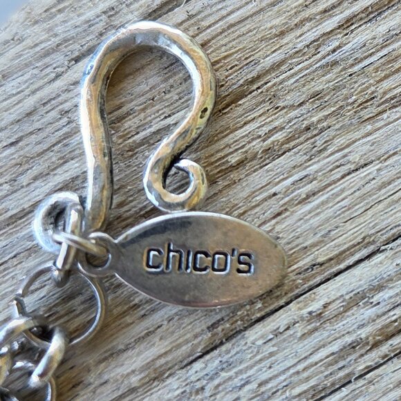 Chico's Hammered Silvertone Convertible Long/Short Western Style Necklace - Picture 4 of 6